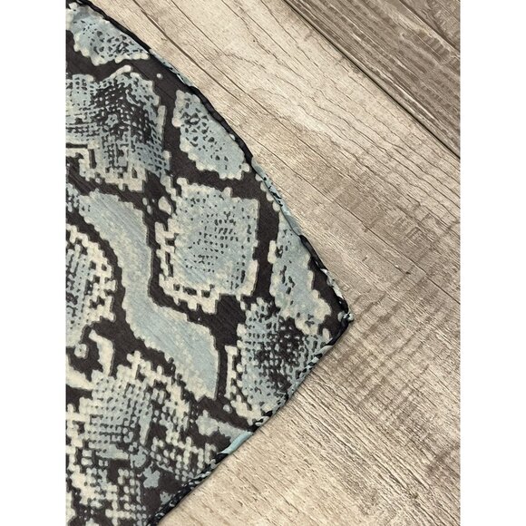 Tahari 100% Silk Scarf Python Print Split Blue Black Rectangle NWT - Picture 5 of 9